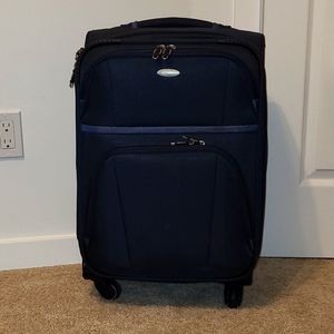 Samsonite navy blue carry on suitcase